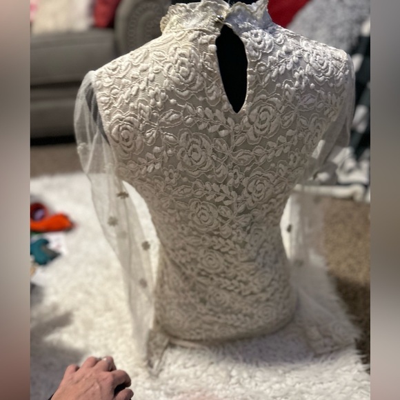 Rare Yi Meng Yuan sheer lace briquettes cream flowers S 0210 mesh 85 - Picture 3 of 5